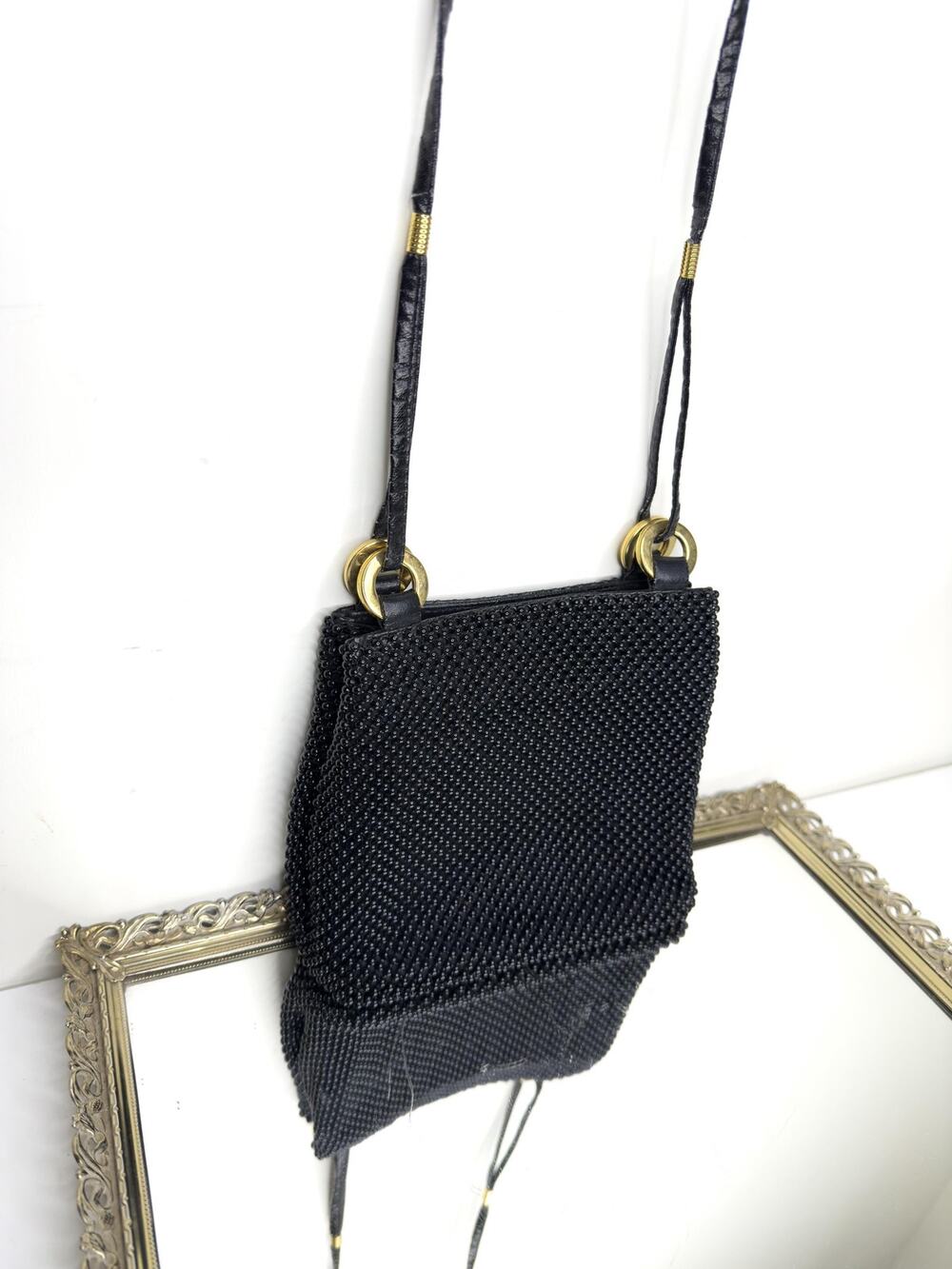 Vintage Bags by Marla Black Beaded Evening Bag and Gold Metal